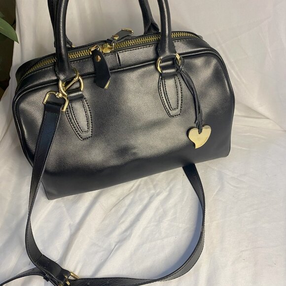 Cuore & Pelle Black Celeste Satchel Leather w/Crossbody Strap and Double Handles - Picture 9 of 10